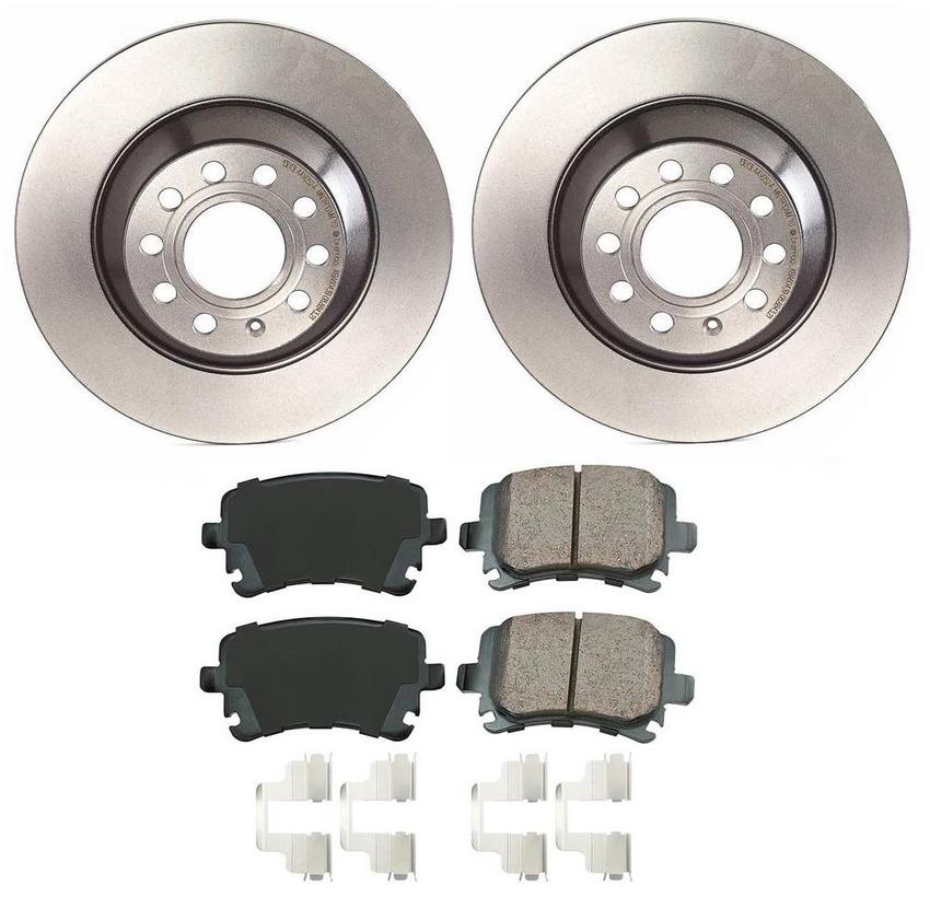 Audi Disc Brake Pad and Rotor Kit - Rear (302mm) (Ceramic) (EURO) 8E0698451J - Akebono Euro Ultra-Premium 4118901KIT